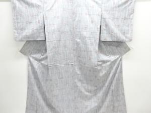 アンティーク　格子に十字絣織り出し手織り紬着物